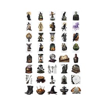 Cadılar Bayramı Altın Detaylı Gotik Sticker Seti 40 Adet Ajanda Scrapbook Journal Planner Çıkartma