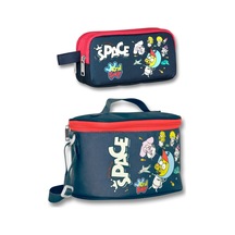 Kral Şakir Space Lacivert Erkek Çocuk Isı Yalıtımlı Beslenme Çantası Ve İki Bölmeli Kalemlik Seti