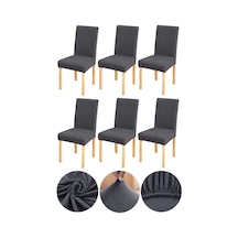 Bambu Nano Kumaş Likralı Yıkanabilir 6'li Sandalye Kılıfı Lastikli Sandalye Örtüsü 6adet Füme Diğer