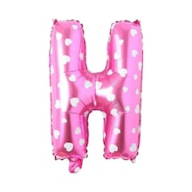 H Harfi 16 İnç Pembe Kalpli Renk Folyo Balon 36 Cm Pembe 256