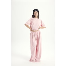 Mai Studios Co. Bruges Oversize Pembe T-shirt Eşofman Takım Pembe