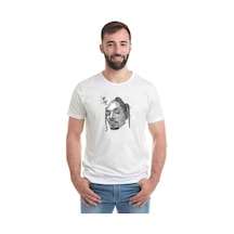 Snoop Dogg Head Shot Baskılı Beyaz Erkek Tshirt
