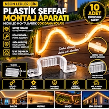 10 Adet Neon Led Tutucu Klips Aparatı,bağlantı Montaj Aparatı,kroşe,plastik Şeffaf Montaj Aparatı10lu
