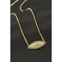Göz - 785 - Zirkon Taşlı - Nazblsmm - Kolye Sarı Metal