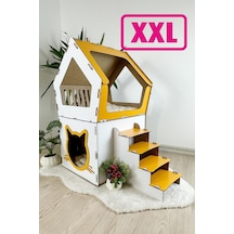 Mavitrend Ahşap Büyük Kedi Evi Xxl Açık Teraslı Model