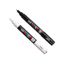 Tr Uni Posca Pc-3m Marker Keçeli Kalem 2'li Set, Siyah Ve Beyaz