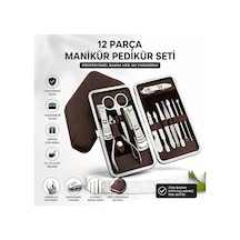 12 Parça Çanta Tipi Manikür Pedikür Tırnak Bakım Seti Çantalı Hepsi Bir Arada Set Paslanmaz Çelik Cımbız Tırnak Makası Törpü Yan Kesme Makas El Ve Ayak Bakım Seti