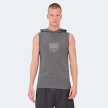 Slazenger VERSIO IN Erkek Kolsuz Baskılı Koyu Gri Tişört