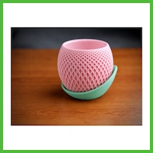 Vaveni 3d Baskı Küre Saksı - Kafes Dokulu İki Parçalı Dekoratif Saksı - Pembe-mint Arz 02729347