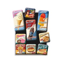 Nostalgic Art Retro Buzdolabı Mıknatıs Seti 9 Parça, Mıknatıs Tahtası İçin Mıknatıs Seti, Renkli, 9 Adet Genel