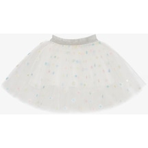 Breeze Kız Çocuk Tütü Etek Renkli Çiçek İşlemeli 4-8 Yaş, Beyaz-beyaz Beyaz