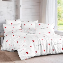 Tek Kişilik Nevresim Takımı 160x220cm 2 Yastık Kılıfı Lastikli Çarşaflı 120x200+30 Beyaz - Kırmızı
