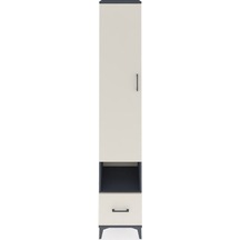 Hyperion Dolap 6 Raflı Tek Çekmeceli Tek Kapaklı 44x44x243 Antrasit-aytaşı Antrasit
