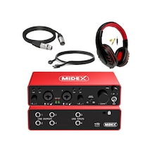 Midex Glx-900hd Pro Üst Segment Usb Stüdyo Ses Kartı 4 Giriş 4 Çıkış Kulaklık Ve Kablo