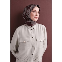 Armine Sura Saf İpek Eşarp 9645 52 Bordo Çiçek Desen