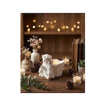 Dua Eden Melek Figürlü Mumluk Romantik Beyaz Tealight Şamdan Dekor Objesi Yeni Ev Hediyesi