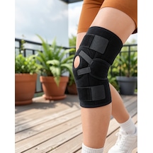 Dizliği Patella Destekli Ayarlanabilir Ligamentli Diz Koruyucu Siyah