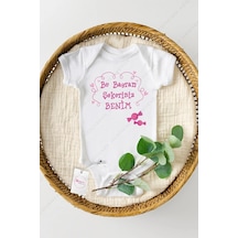 Hediyenza Bu Bayram Şekeriniz Benim Pembe Özel Tasarım Bebek Zıbın Pamuklu Çıtçıtlı Body Beyaz