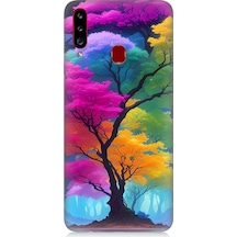 Samsung Galaxy A20s Uyumlu Renkli Hayat Ağacı Desenli Silikon Kılıf