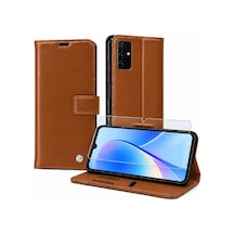 Tr Vivo Y20 İle Uyumlu Cüzdanlı Kartlıklı Standlı Kapaklı Suni Deri Telefon Kılıfı Ve Ekran Koruyucu Cam Seti