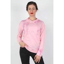Kadın Kapüşonlu Batik Sweatshirt Pembe