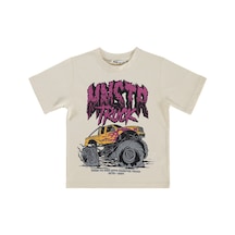 Civil Boys Mnstr Truck Baskılı 2-5 Yaş Tişört - Ekru
