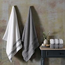 Velvet Pure Beyaz Antrasit Pamuk Hamam Seti, Beyaz, Antrasit, S-m/l-xl Cok Renkli