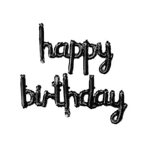 El Yazılı 16 İnç Happy Birthday Siyah Balon Set Siyah