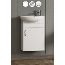 Lale 45 Cm Beyaz Mdf Seramik Lavabolu Asma Alt Banyo Dolabı