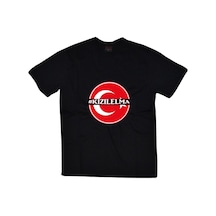 Unisex Siyah Kızıl Elma Baskılı T-shirt SIYAH