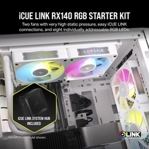 İcue Lınk Rx140 Rgb 140mm Kasa Fanı İkili Paket, İcue Link Hub Dahil - Beyaz Co-9051024-ww