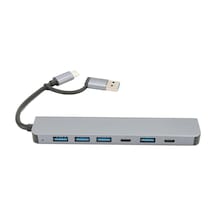 7-in-1 Type-c Usb 3.0 Hub Çokaltıcı, Macbook Ve Pc Uyumlu Yüksek Hızlı Dönüştürücü Adaptör