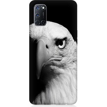 Oppo A72 Uyumlu Silikon Kılıf Siyah Beyaz Kartal Başı