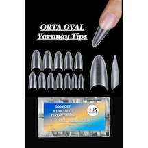 Protez Tırnak 500'lü Jel Orta Oval Yarım Ay Tips Yarımay Beyaz