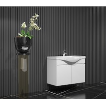 Yıldız 65 Komple Beyaz Alt Dolap Ve Lavabo Taşı Mdf Beyaz