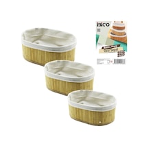 3 Boy Oval Organizer Sepet - Bambu Kenarlı, Ahşap Tabanlı, Bezli Belirtilmemiş