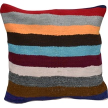 Zehra Abla Halı Yeni El Dokuma Dekoratif Kilim Kırlent Yastık Kılıfı 6747 Çok Renkli