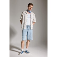 Defacto Yumuşak Dokulu Baggy Fit Bermuda Jean Şort G4209ax26smnm39 Mavi-nm39