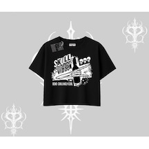 Tarzsokak Oversize Crop Tshirt Skull Impact Bone Chilling Street Icon Siyah