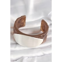 Kahverengi Mermer Desen Akrilik Plastik Gümüş Oval Plaka Model Vintage Kadın Bilezik - Lisinya Çok Renkli Kahverengi Mermer Desen Akrilik Plastik Gümüş Oval Plaka Model Vintage Kadın Bilezik - Lisinya Çok Renkli