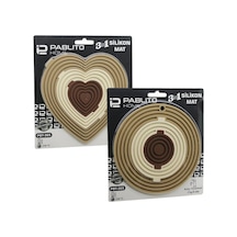 3in1 Bütün - Ayrı Kullan Silikon Mat- Nihale Kalpli 7.5-13-19cmyu Beyaz