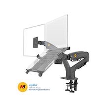 Nb Ergonomic Nb F160-fp Amortisörlü 17-32 Monitör Tutucu Ve 10-17 Laptop Standı Koyu Gri