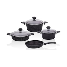 Stone 3633 Granit Tencere Set Siyah 7 Parça