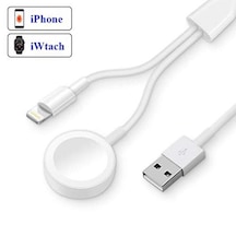 Ally 2In1 Iwatch 1-2-3-4 Wireless Şarj- Iphone Usb Şarj Kablosu (371596448)-Beyaz