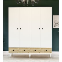 Metalia Gm812 Delüx 4 Kapılı 2 Çekmeceli Düğme Kulplu Gardrop Dolap