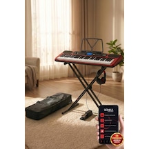 Midex Ps-5200rd-hss Pro Org 61 Led Işıklı Tuş Hassasiyetli Bluetooth Midi Kulaklık Stand Sustain
