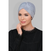 Hürrem Bone Gri Pratik Hazır Geçmeli Tesettür Bone Fukuro Piliseli Tek Çapraz (545490654) Gri
