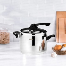 Nehir Silver Trend Paslanmaz Çelik 6 Litre Düdüklü Tencere Gümüş - Siyah