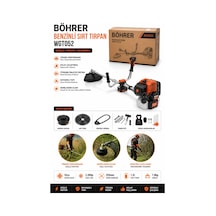 Böhrer Ba011351 Marşlı + İpli Starter Profesyonel Benzinli Yan Tırpan Çim Çalı Diken Kesme Biçme Mak