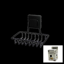 Siyah - Metal Katı Sabunluk Kare Güçlü Yapışkanlı 11x12.5x11cm 5365 Çok Renkli